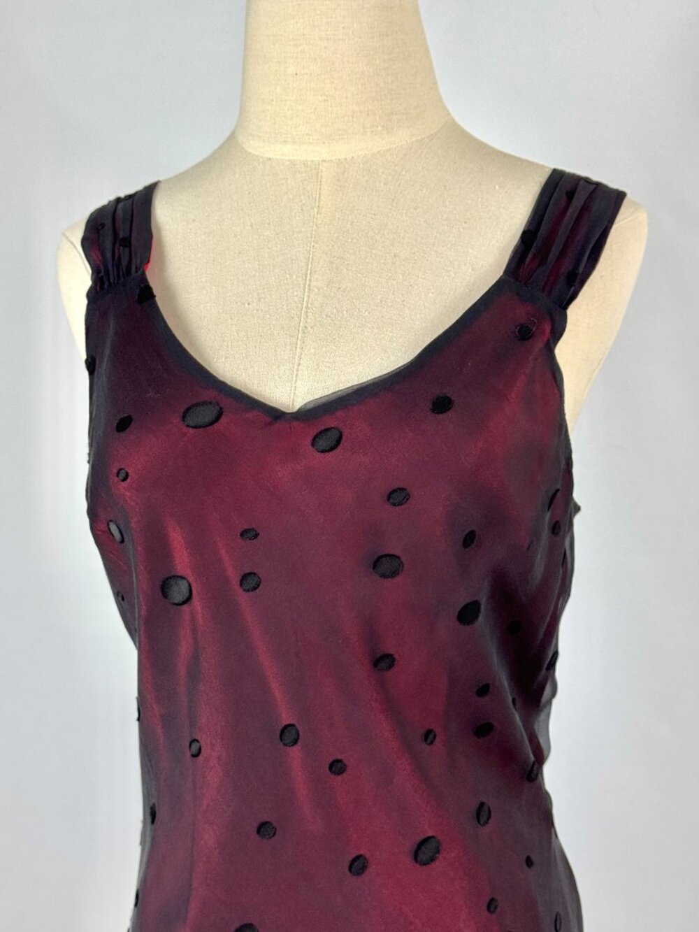 Vtg Y2K Black & Red Silk Dress Asymmetrical Handkerchief Hem Whimsigoth Vamp - Picture 4 of 10